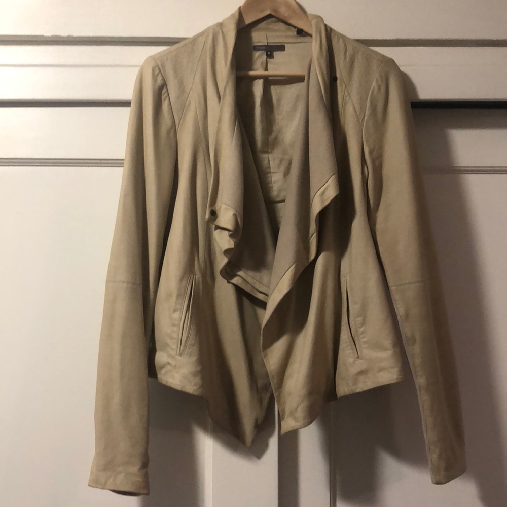 Vince tan suede-like drape jacket